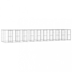 vidaXL Padoc c&acirc;ini de exterior cu acoperiș, 24,2 m&sup2;, oțel galvanizat