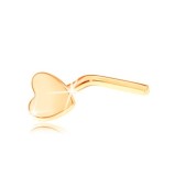 Piercing indoit pentru nas, din aur 375 - inima mica, plata
