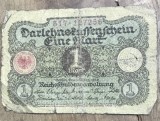 BNKSTR03DE Bancnotă Veche Germania 1 Mark 1920 (Darlehnskassenschein), Perioada Interbelică, Republica Weimar, Numismatică
