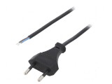 Cablu 2x0,5mm2 CEE 7/16 cu mufă - 1,6m, negru, PVC, 2,5A