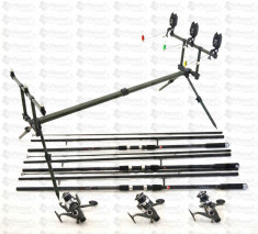 Kit Crap 3 Lansete NEXT 3,9m cu 3 Mulinete KDL 9 Rulm Baitrunner Si Rod Pod foto