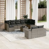 Gossi set mobilier de gradina cu perne, 10 piese, gri, poliratan