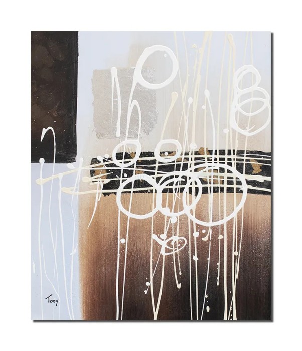 Tablou abstract pictat manual, Cosmic, 60x50cm ulei pe panza in relief, gata de agatat pe perete