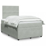 VidaXL Pat box spring cu saltea, gri deschis, 120x190 cm, catifea 3292280
