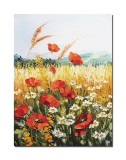 Cumpara ieftin Tablou cu maci, margarete si spice de grau pictat manual, 70x50cm ulei in cutit efect 3D, Valentin Pop