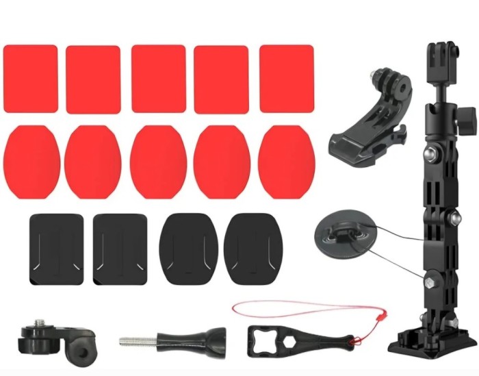 Sistem avansat prindere camera GoPro Hero 13, DJI Action 5 Pro la casca motocicleta, Surewo, culoarea negru