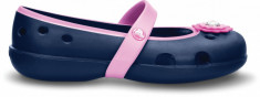 Balerini Crocs Kids&amp;#039; Keeley Petal Charm Flat Albastru - Navy/Carnation foto