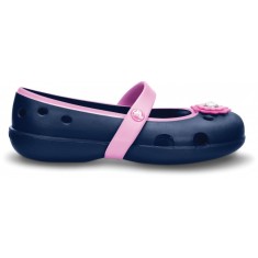 Balerini Crocs Kids&#039; Keeley Petal Charm Flat Albastru - Navy/Carnation