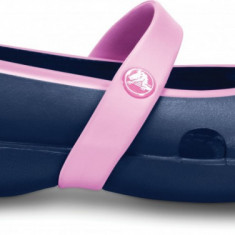 Balerini Crocs Kids' Keeley Petal Charm Flat Albastru - Navy/Carnation