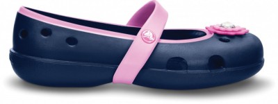 Balerini Crocs Kids&amp;#039; Keeley Petal Charm Flat Albastru - Navy/Carnation foto