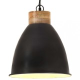 Cumpara ieftin Lampă suspendată industrială negru, 35 cm, lemn masiv&amp;fier, E27