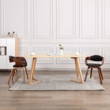 vidaXL Scaune de bucătărie, 2 buc, lemn curbat &amp; piele ecologică