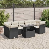vidaXL Set mobilier de grădină cu perne, 8 piese, negru, poliratan 3326117