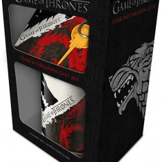 Set cadou cana coaster si breloc - Game of Thrones - Stark Targaryen