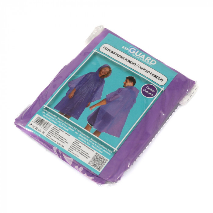 Pelerina de Ploaie - Model Poncho - Mov - BSP Guard ComfortTravel Luggage