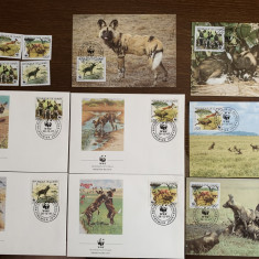 guineea - serie 4 timbre MNH, 4 FDC, 4 maxime, fauna wwf