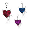 Piercing pentru buric din oțel - inimă colorată de diavol - Culoare zirconiu piercing: Albastru - B