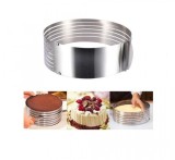 Inel ajustabil din inox, 6 spatii pentru feliere, argintiu, 24-30 cm, H 8.5 cm