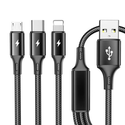Cablu de date 3n1, MicroUSB/USB, 1.2m, Negru foto