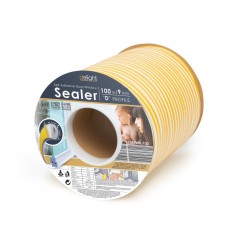 Banda adeziva pentru ferestre/usi Delight, 100 m x 9 mm, cauciuc, profil D, Alb foto