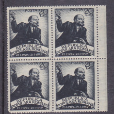 1949 LP 250 LP 250 a - 25 ANI MOARTEA LUI LENIN BLOC DE 4 TIMBRE MNH