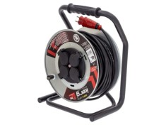 Prelungitor alimentare KERG 3x1,5mm2 bobinat cu 4 prize, guma neagră