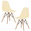 Set 2 Scaune, Stil Scandinav cu Picioare din Lemn de Fag, Sezut PP, 46 x 54 x 81 cm, Crem