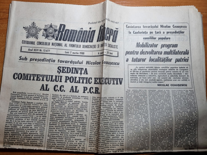 romania libera 7 martie 1988-articol mehedinti,doina melite medalia de aur