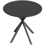 HOMCOM Masă Rotundă de Dining &icirc;n Stil Industrial cu Picioare &icirc;n Cruce din Oțel, &Oslash;80x75 cm, Negru | Aosom Romania
