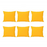 Set 6 Perne decorative patrate, 40x40 cm, pentru canapele, pline cu Puf Mania Relax, culoare galben, Palmonix