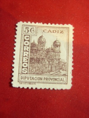 Timbru local Cadiz Spania cca 1920 val.5Cs Diputacion Provincial ,fara guma foto