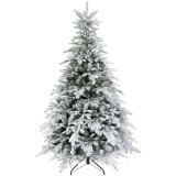 HOMCOM Brad de Crăciun &Icirc;nzăpezit cu 1321 Crengi, Brad de Crăciun Artificial din Plastic și Metal, &Oslash;115x180 cm, Verde | Aosom Romania