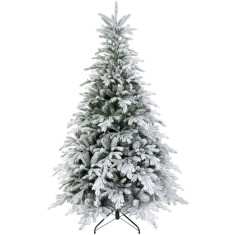 HOMCOM Brad de Crăciun &Icirc;nzăpezit cu 1321 Crengi, Brad de Crăciun Artificial din Plastic și Metal, &Oslash;115x180 cm, Verde | Aosom Romania