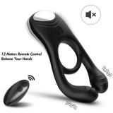Armony Veyron inel dublu de vibrator pentru cupluri telecomandat, negru