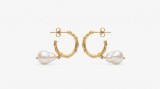 Cercei Argint 925 Placati cu Aur, Perle Baroce Naturale, Design Organic Texturat, Statement, 4cm, 6.8g