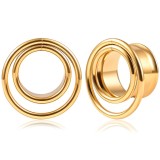 Pachet de urechi din oțel inoxidabil cu flared dublu 14 mm, expansor cu spirală pentru piercing &ndash; Auriu