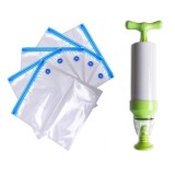Set 15 Pungi Vidat Reutilizabile Alimente + Pompa Manuala Vidat, 3 Dimensiuni, Pastrare Prospetime, Congelare Frigider