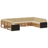 vidaXL Set de canapele de exterior cu pernă 9 pcs Natural și Bej 3383846