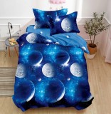 Cumpara ieftin Lenjerie De Pat Untold Xf046, Bumbac, 4 Piese, Fara Elastic, Albastru, Imprimeu
