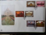 ONU-MAUSOLEUL TAJ MAHAL-FDC-DESCRIERE, Nestampilat