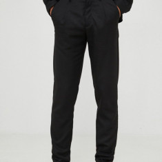 Bruuns Bazaar pantaloni barbati, culoarea negru, mulata