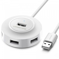 Hub USB UGREEN CR106, 4 x USB-A, 1m, Alb