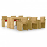 VidaXL Set mobilier de exterior, 7 piese, lemn de pin tratat