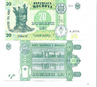 Moldova bancnota 20 lei 2015 UNC foto