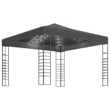 Pavilion de gradina cu siruri de lumini LED, antracit, 3x3 m
