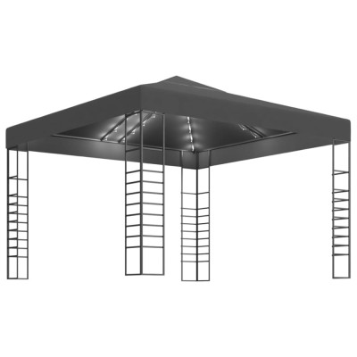 Pavilion de gradina cu siruri de lumini LED, antracit, 3x3 m foto