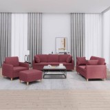Set canapea cu perne, 4 piese, roșu vin, material textil