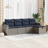 Gossi set canapea de gradina cu perne, 5 piese, gri, poliratan