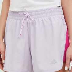 Adidas Performance pantaloni scurți de alergare Run It femei, culoarea violet, neted, medium waist