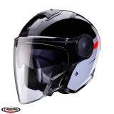 Cumpara ieftin Casca open face pentru scuter - motocicleta (jet) Caberg model Soho SV Zephyr L7 negru/gri/rosu lucios Negru/gri/rosu lucios S (55/56cm)